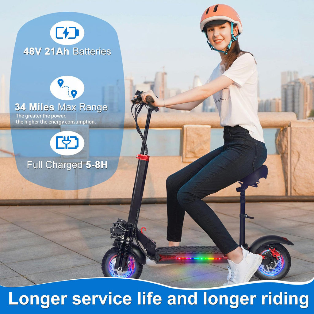 1200W 37 Mile Range 34MPH Foldable Electric Scooter with Seat Y11781