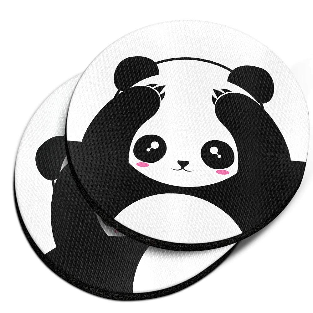 Black White Absorbent Round Car Coasters 2pcs Set F328313