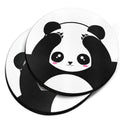 Black White Absorbent Round Car Coasters 2pcs Set F328313