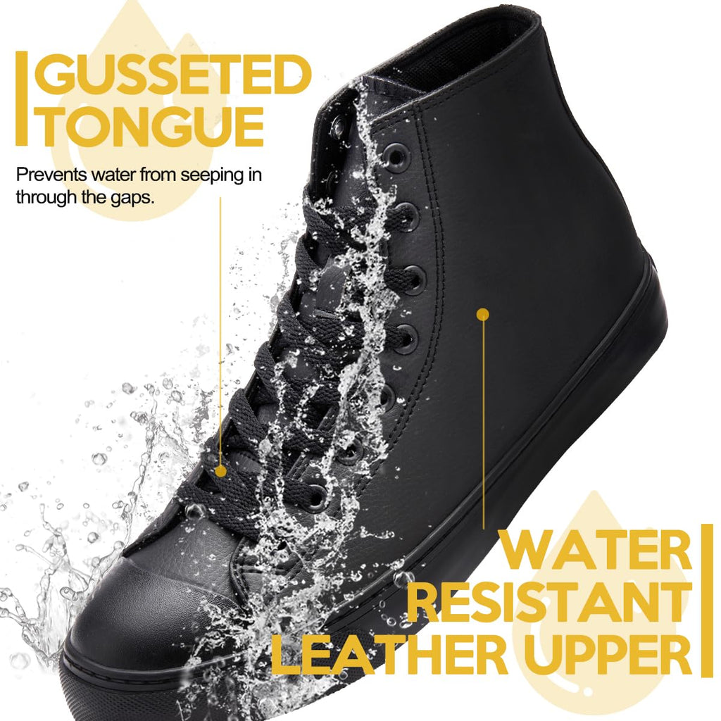 Black Waterproof Non-Slip Leather Work Shoes W216482