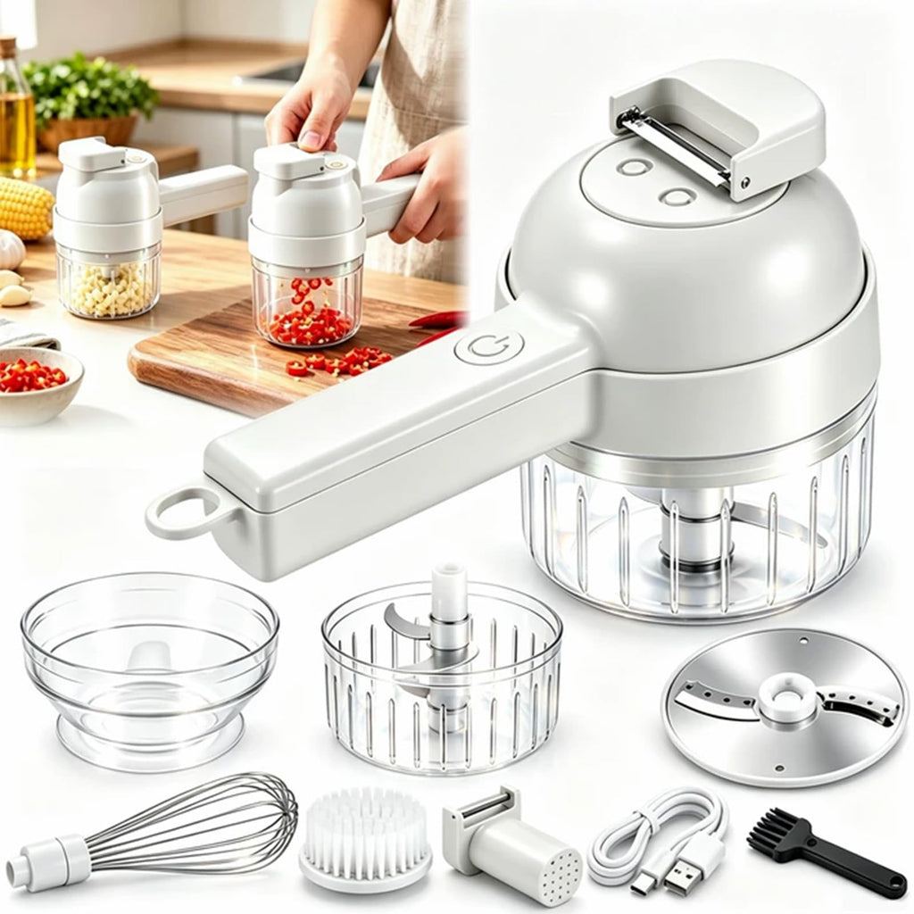 4 in 1 Handheld Electric Vegetable Cutter Set White R3409