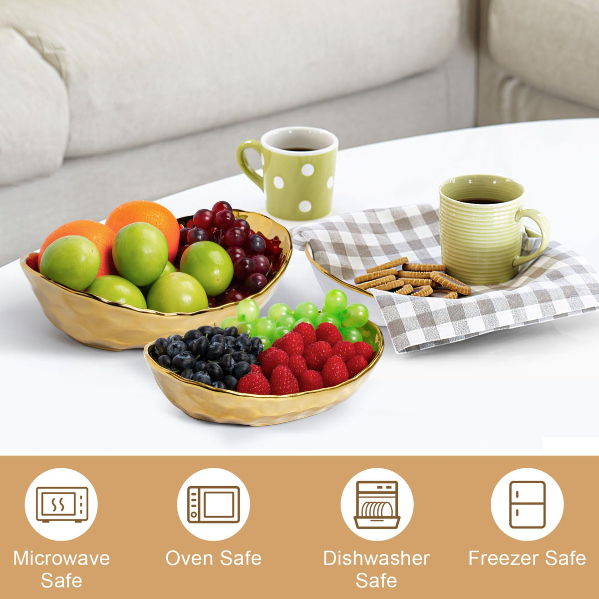 3 Tier Ceramic Fruit Basket with Metal Stand T36721