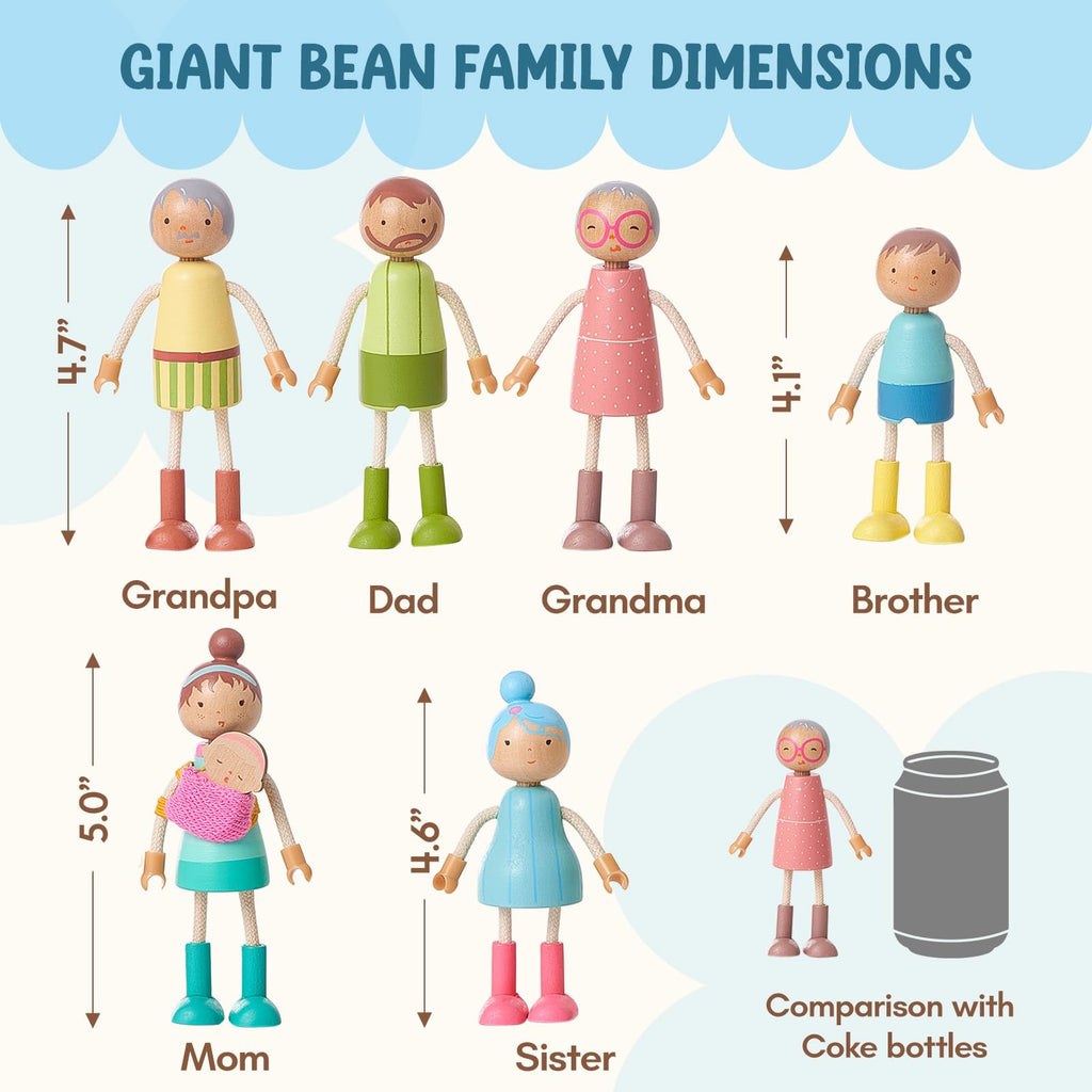 Wooden Family Dolls Set of 7 B56038
