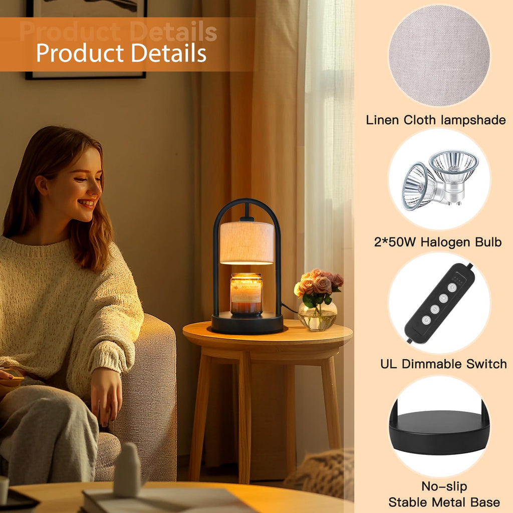 Dimmable Candle Warmer Lamp with Timer and 2 Bulbs V337026