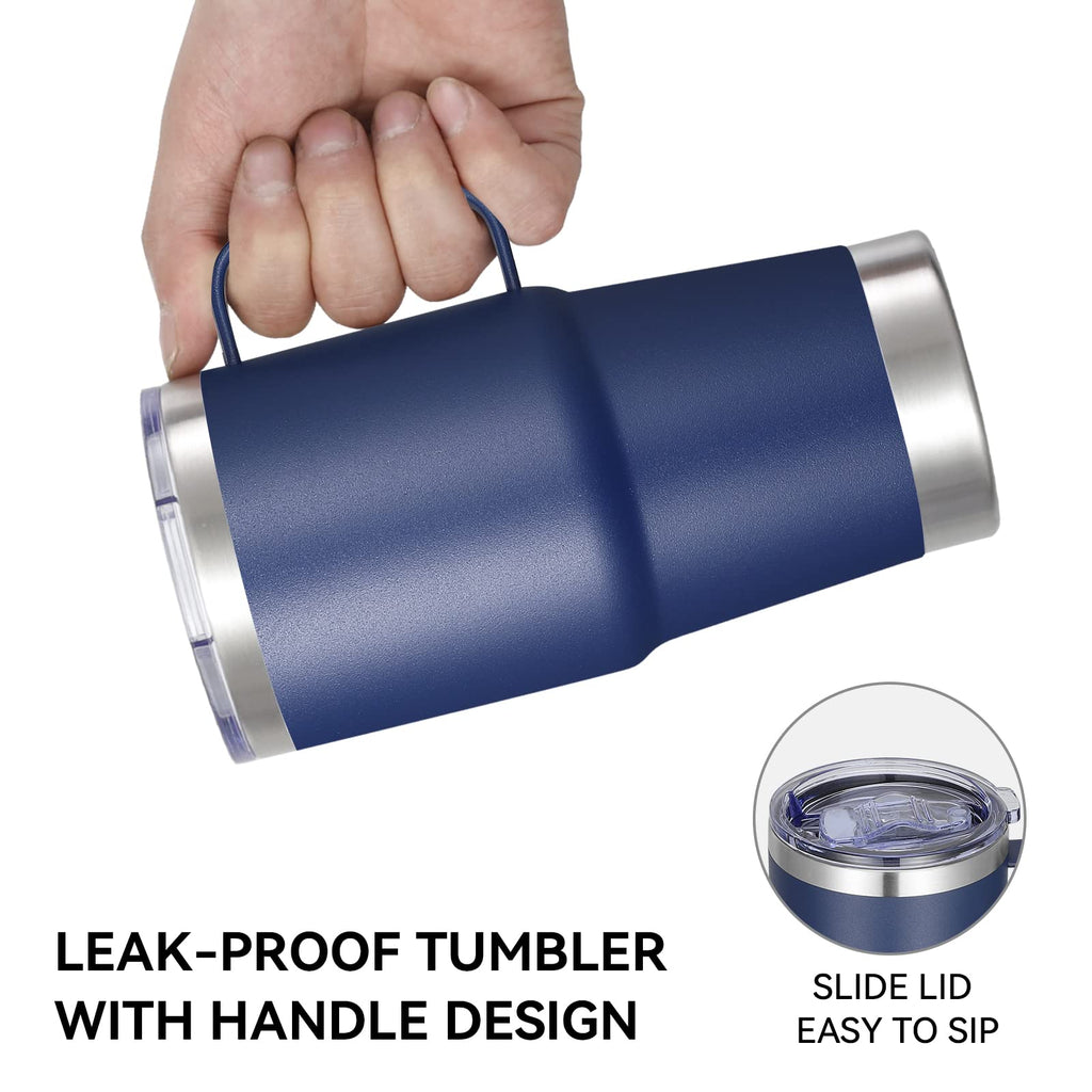 20 oz Stainless Steel Insulated Tumbler with Handle Lid and Straw G561440
