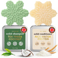 Tea Tree Clarifying Shampoo Bar & Rice Water Protein Conditioner Bar Set 2 pack D6254
