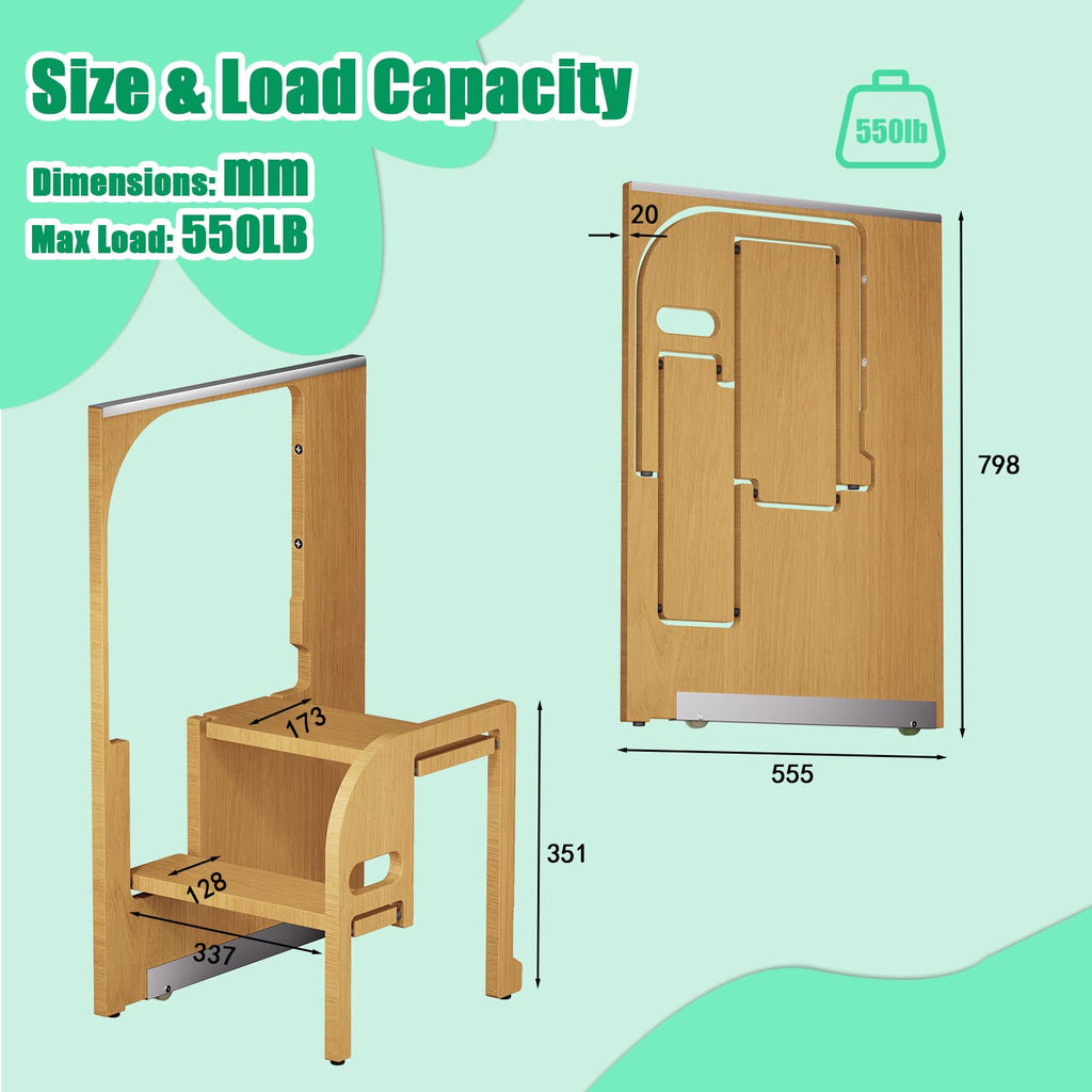 2 Step Foldable Wooden Ladder D91319
