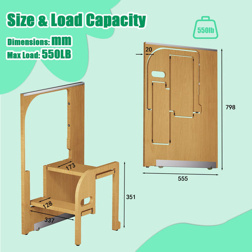 2 Step Foldable Wooden Ladder D91319