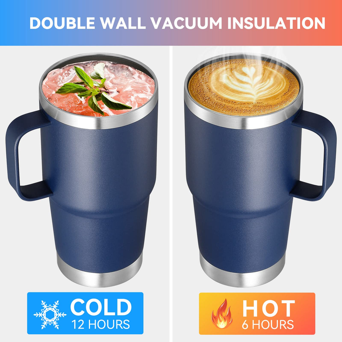 20 oz Stainless Steel Insulated Tumbler with Handle Lid and Straw G561440