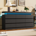 Black 9 Drawer Dresser with LED Light and Charging Station R28835