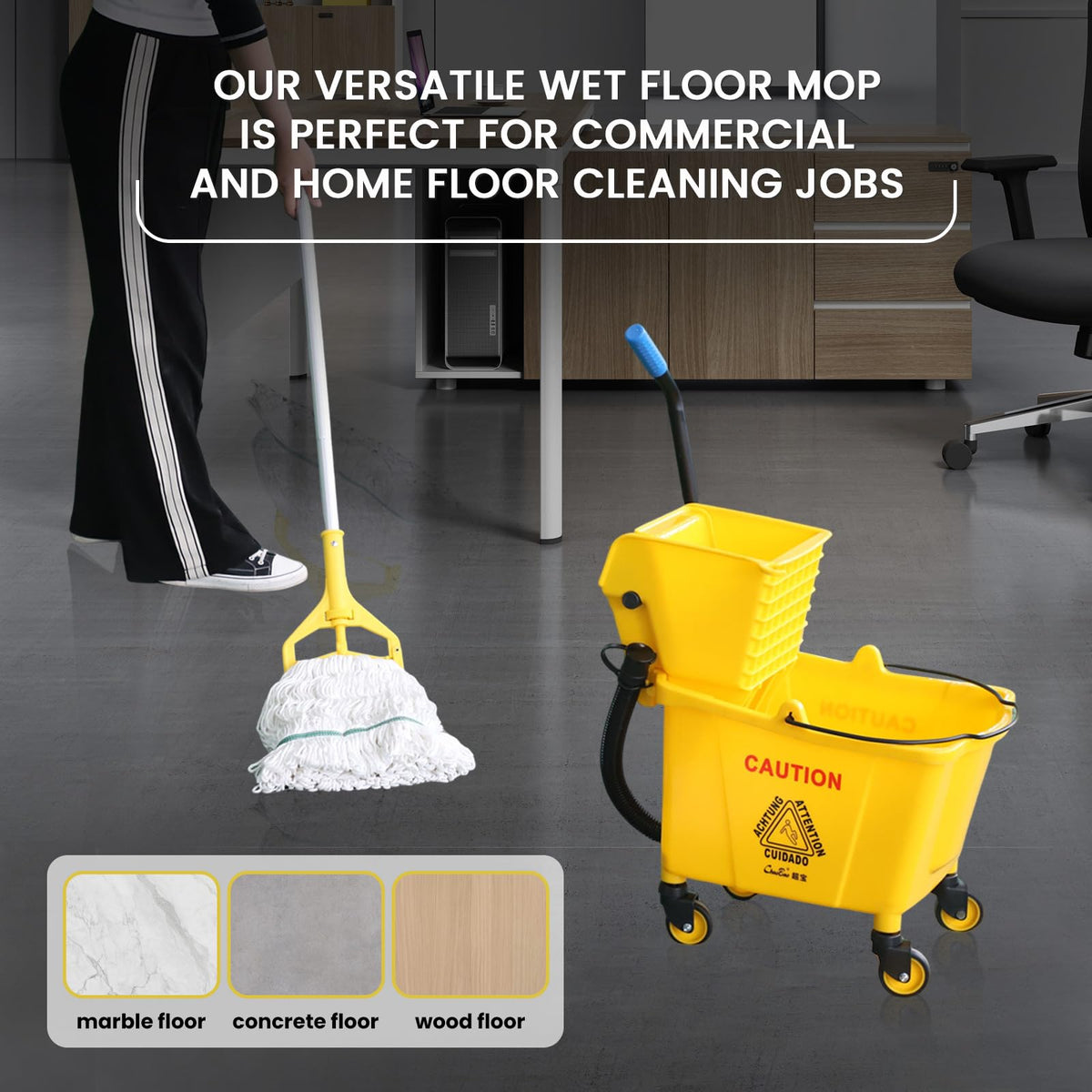 35Qt Mop Bucket with Wringer and Drain Hose R8511