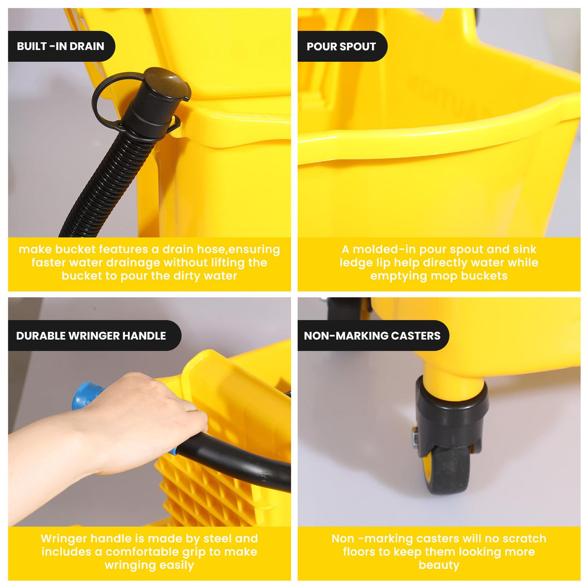 35Qt Mop Bucket with Wringer and Drain Hose R8511