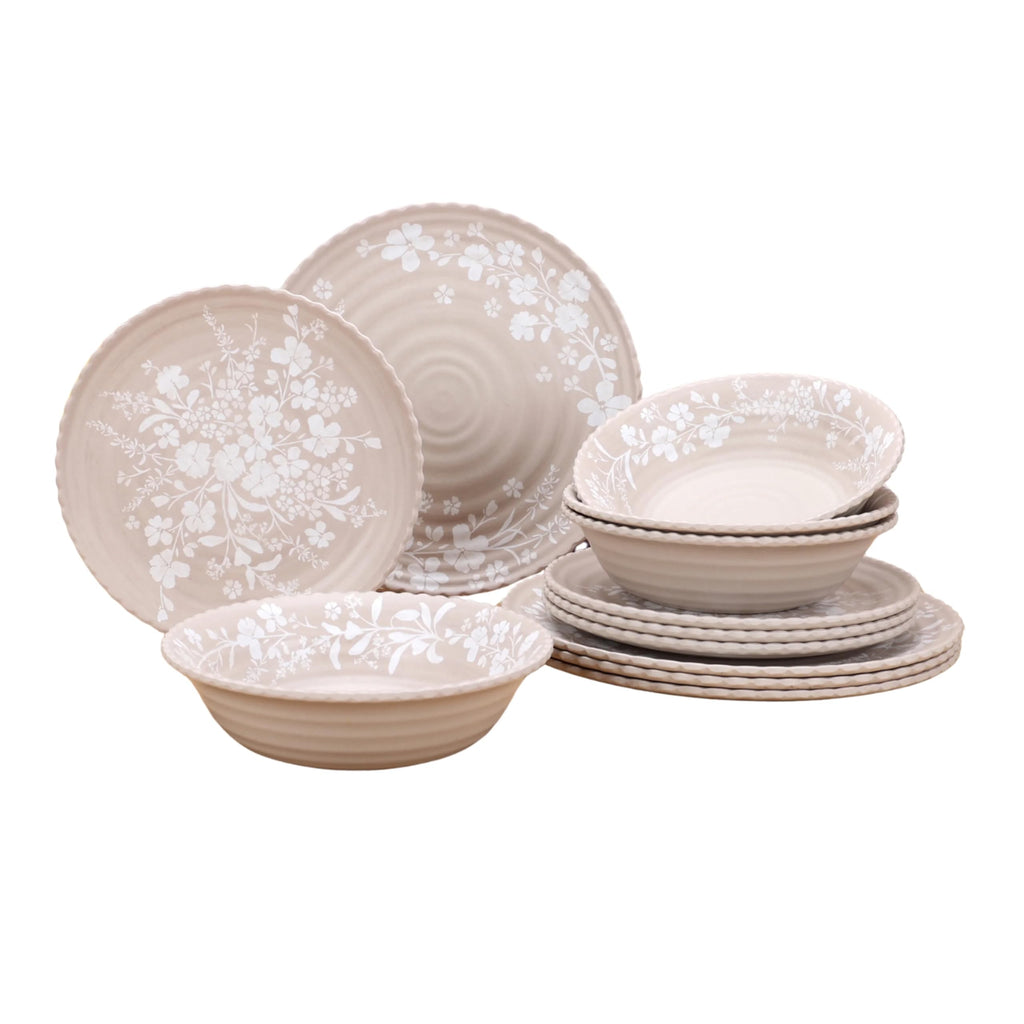 12-Piece Bamboo Melamine Dinnerware Set C54204
