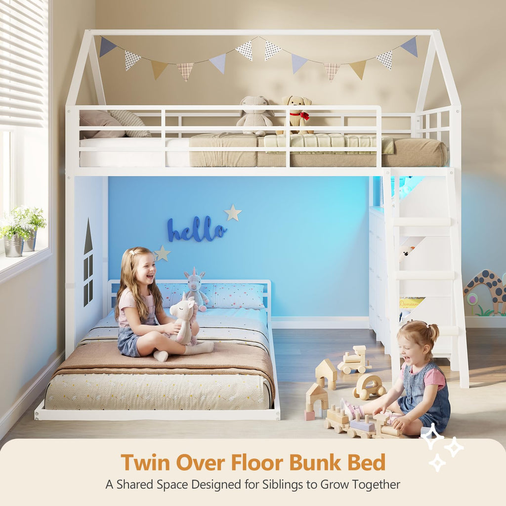 Twin Over Twin Bunk Bed with 6 Storage Drawers R95585