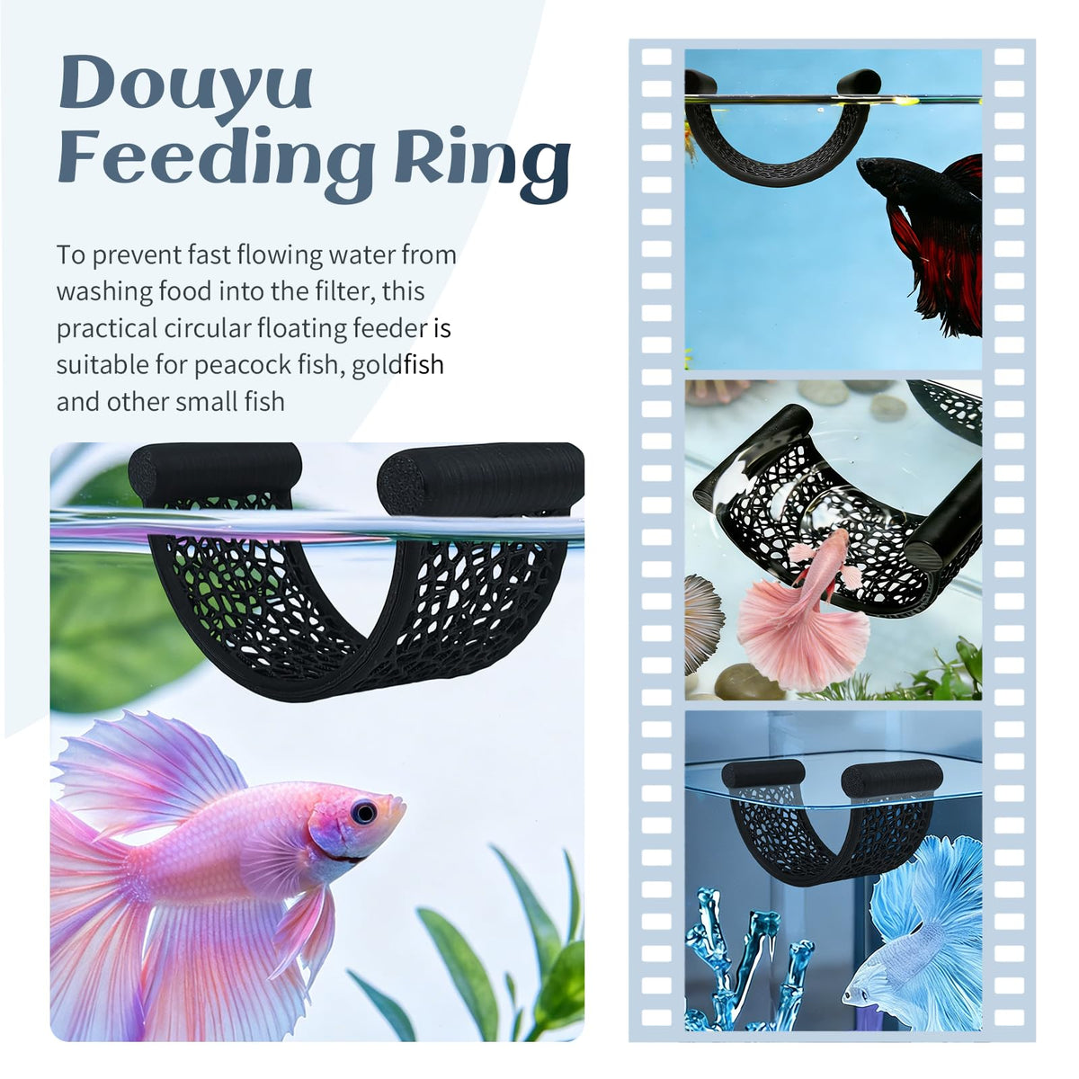 4Pcs Betta Fish Tank Accessories, Hammock, 2 Toys, 1 Feeding Ring S32182