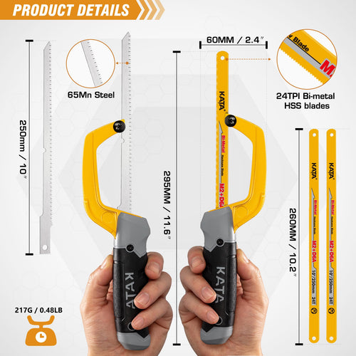 10 Inch Mini Hacksaw with 4-Piece Blades D306486