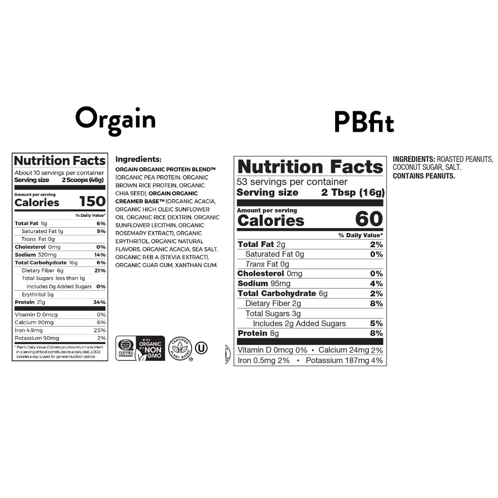 Organic Vegan Protein Powder, Chocolate Fudge 2 lbs + Original 30 oz U73679