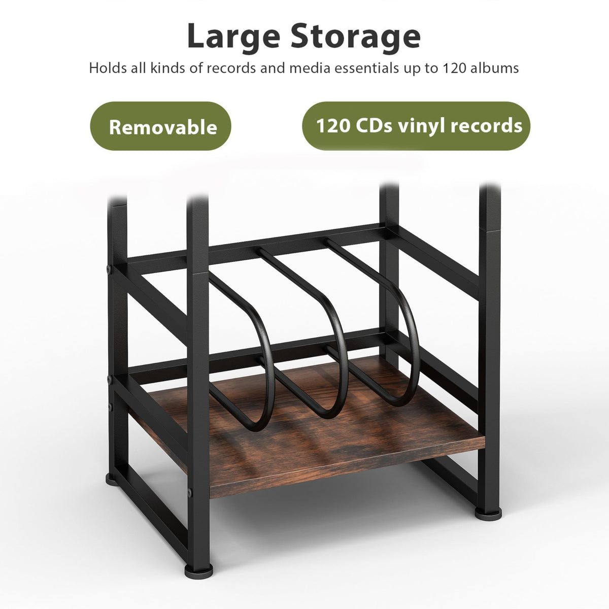3-Tier Record Player Stand with Storage A8046