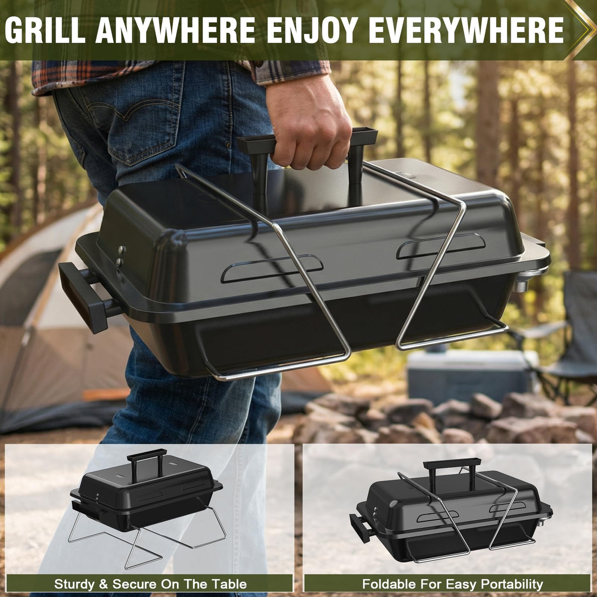 Portable Propane Gas Grill with Foldable Legs S98217
