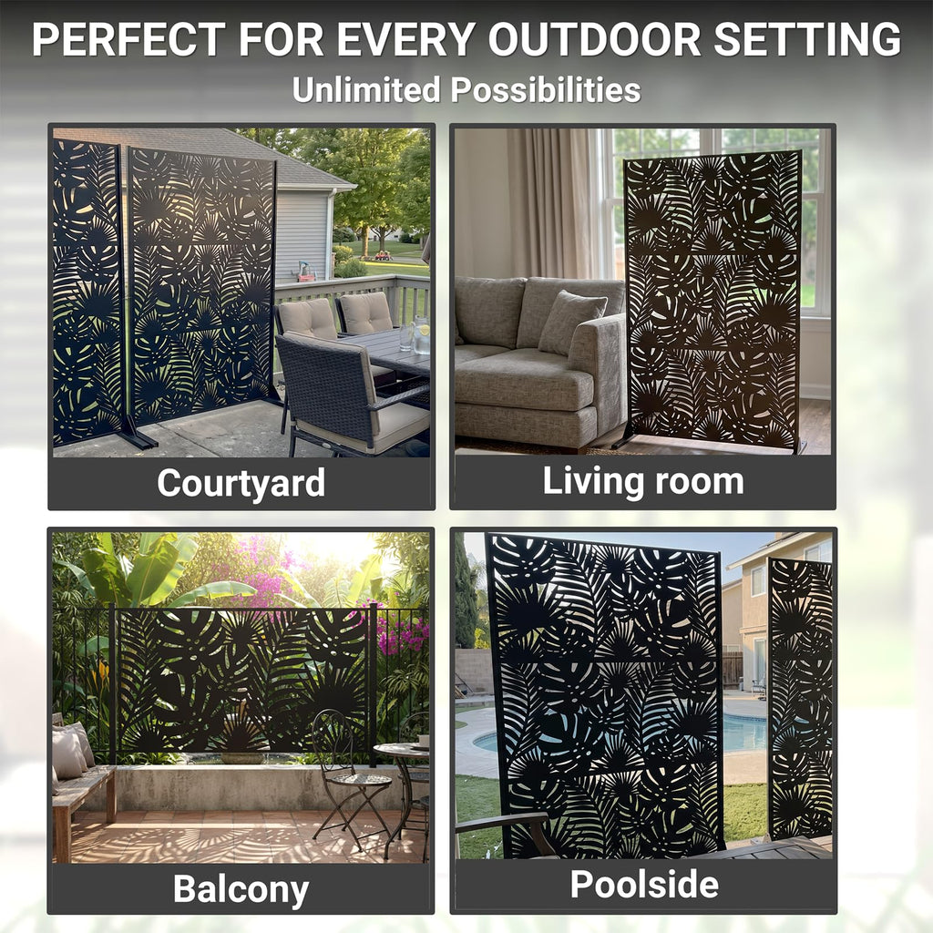 72in Laser Cut Steel Privacy Screen C886