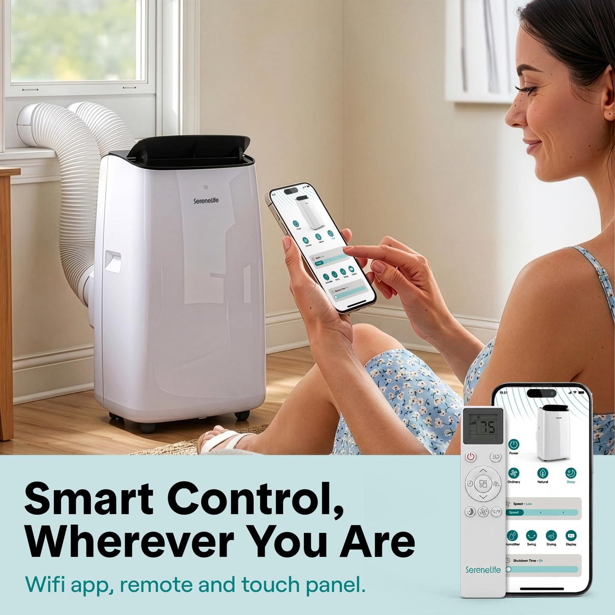 12000 BTU Inverter Portable Air Conditioner & Heater with Wi-Fi F64164