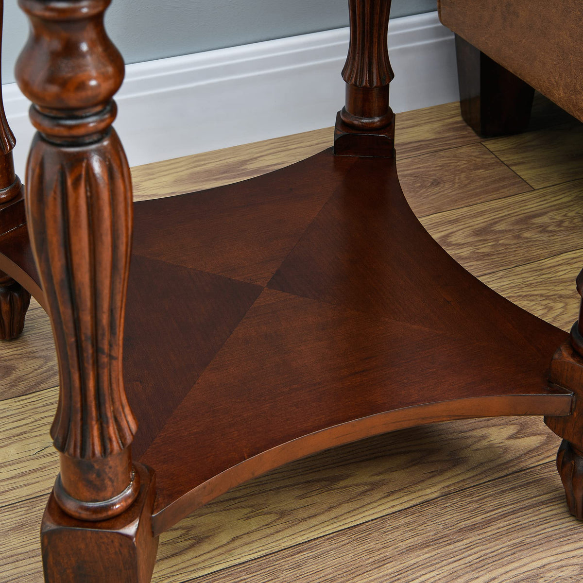 Wood Oval End Table with Glass Top B522