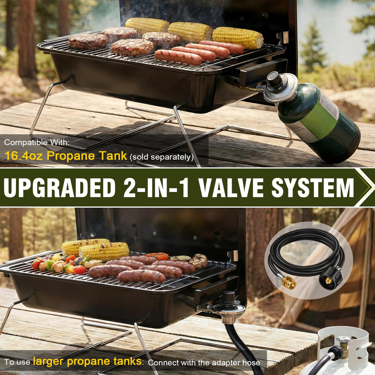 Portable Propane Gas Grill with Foldable Legs S98217