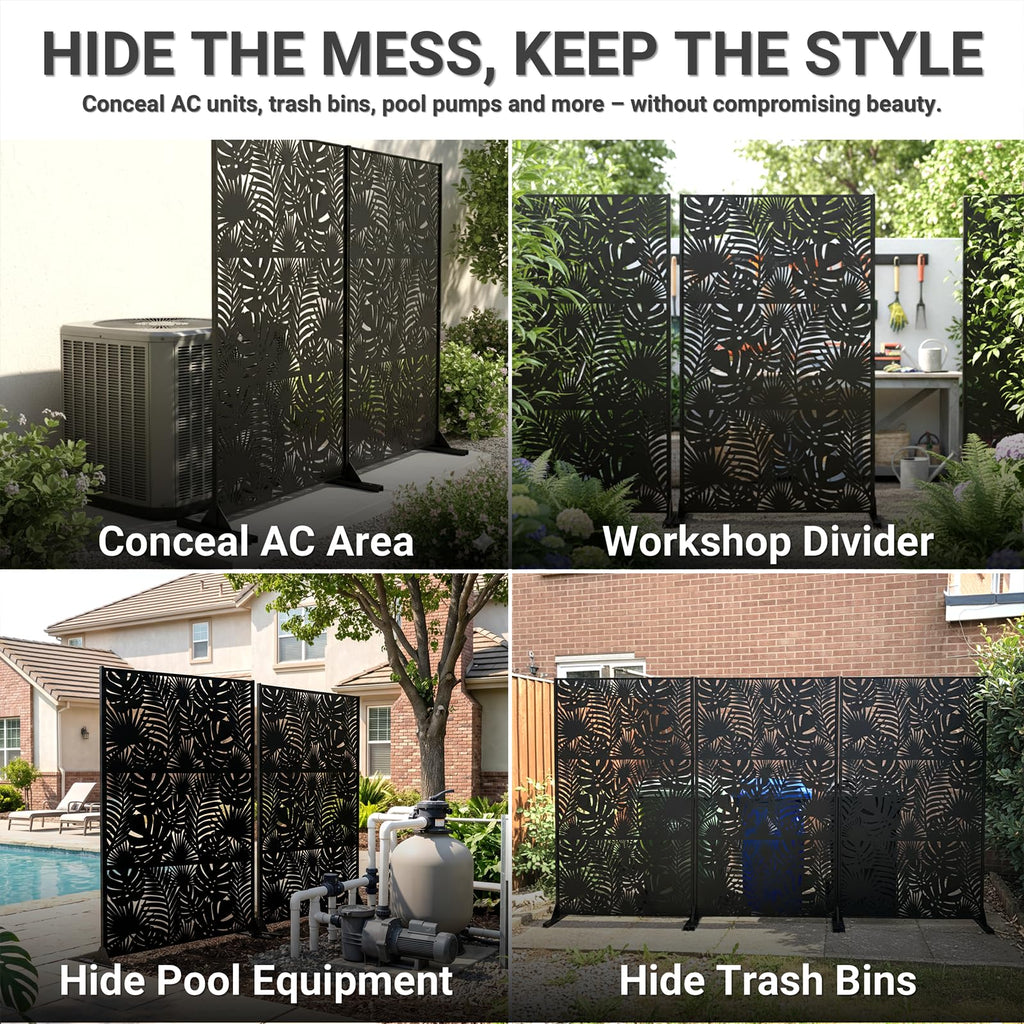 72in Laser Cut Steel Privacy Screen C886