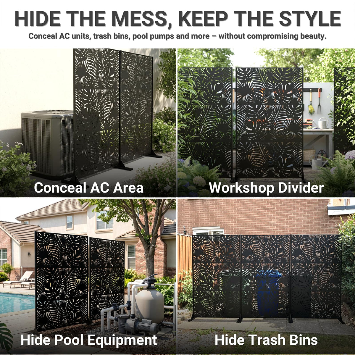 72in Laser Cut Steel Privacy Screen C886