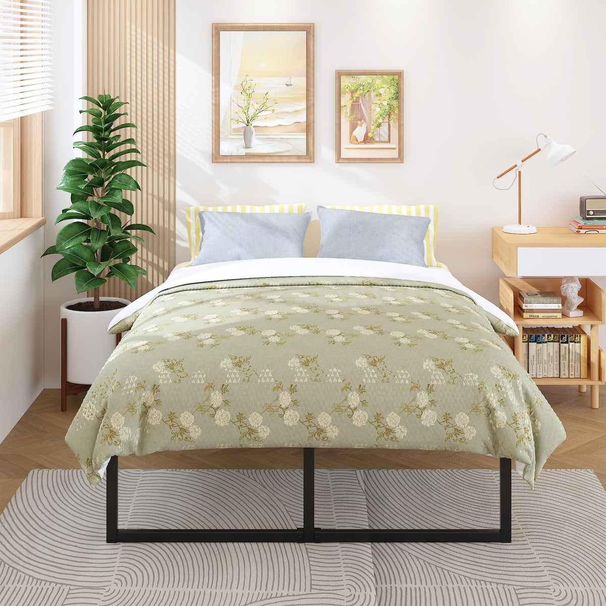 Queen Bed Frame 18 Inch with Steel Slat Support A175