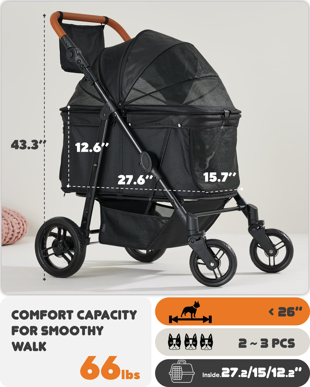 Medium Dog Stroller Up to 66lbs Z985828