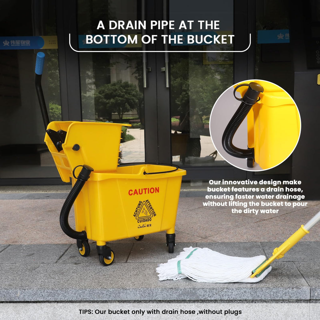 35Qt Mop Bucket with Wringer and Drain Hose R8511