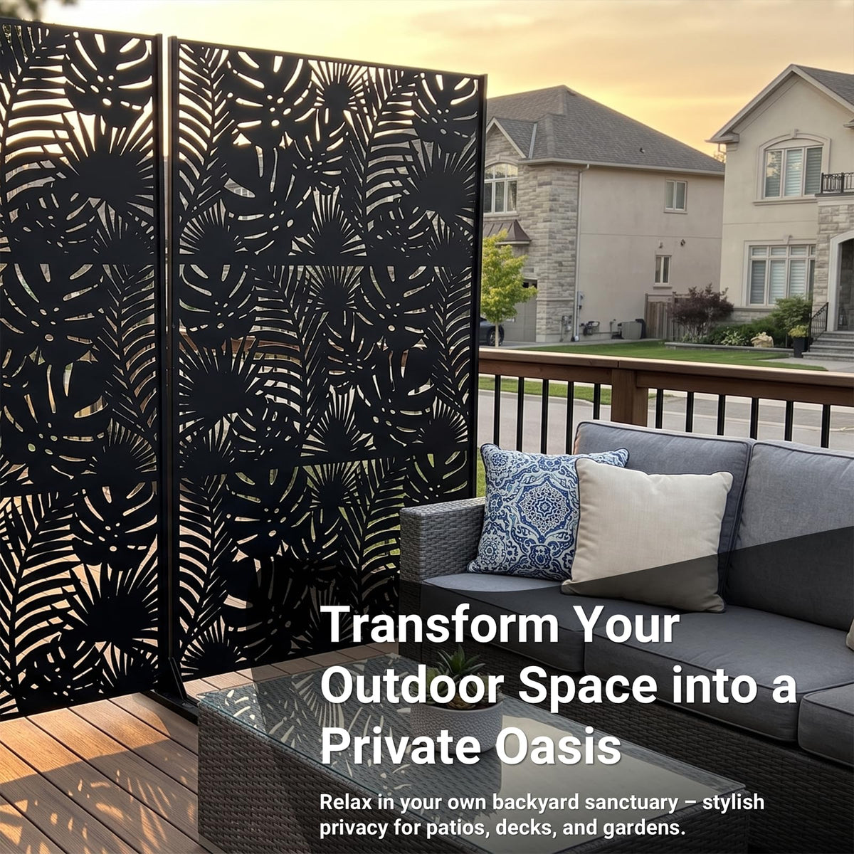 72in Laser Cut Steel Privacy Screen C886