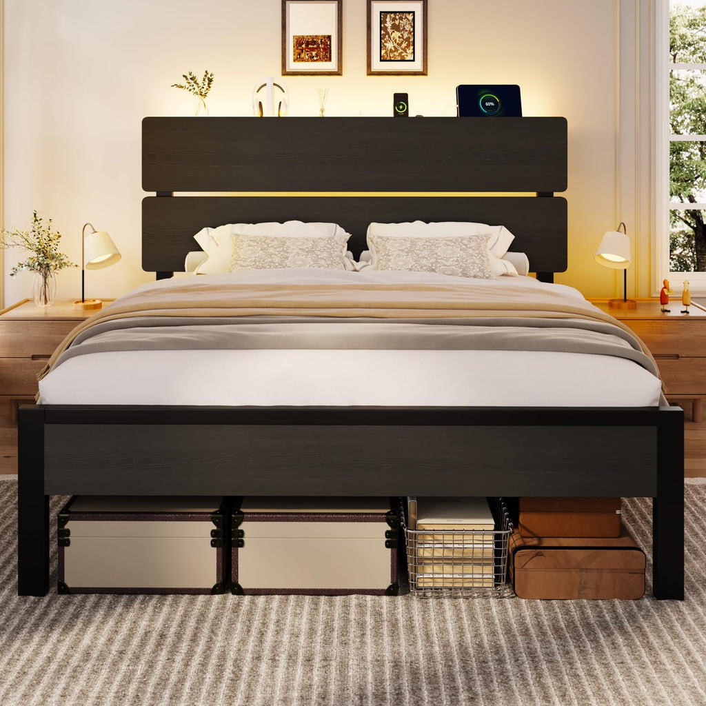 Full Size Bed Frame with Charging Station Z5091