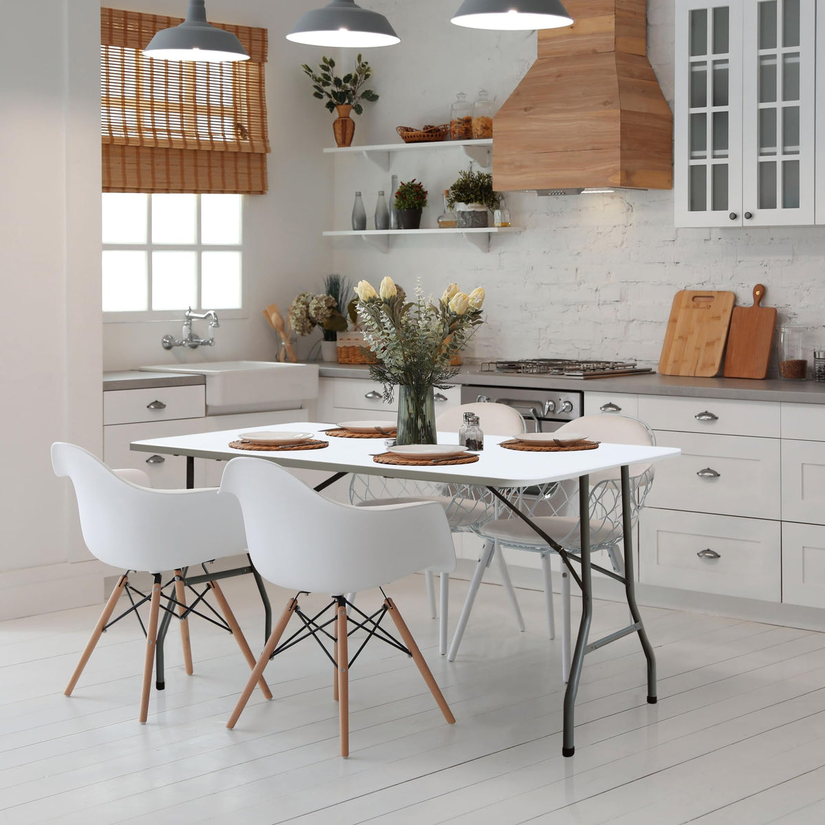 White 6FT Foldable Plastic Table A4373