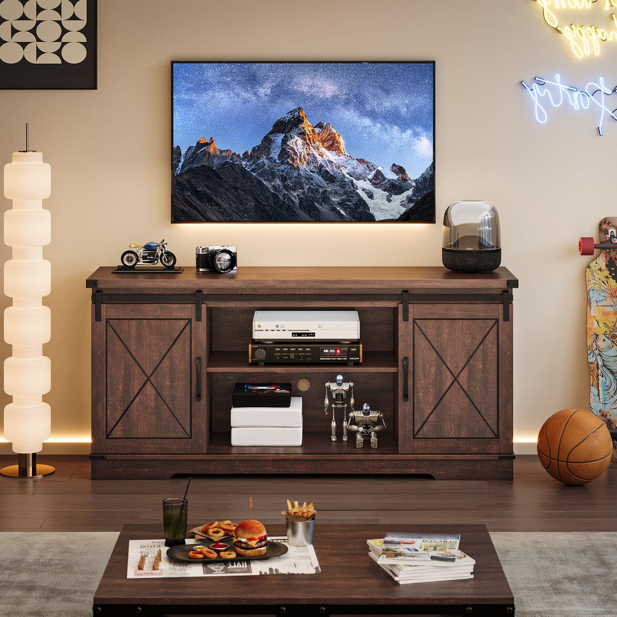 59 Inch TV Stand with Sliding Barn Doors N682145
