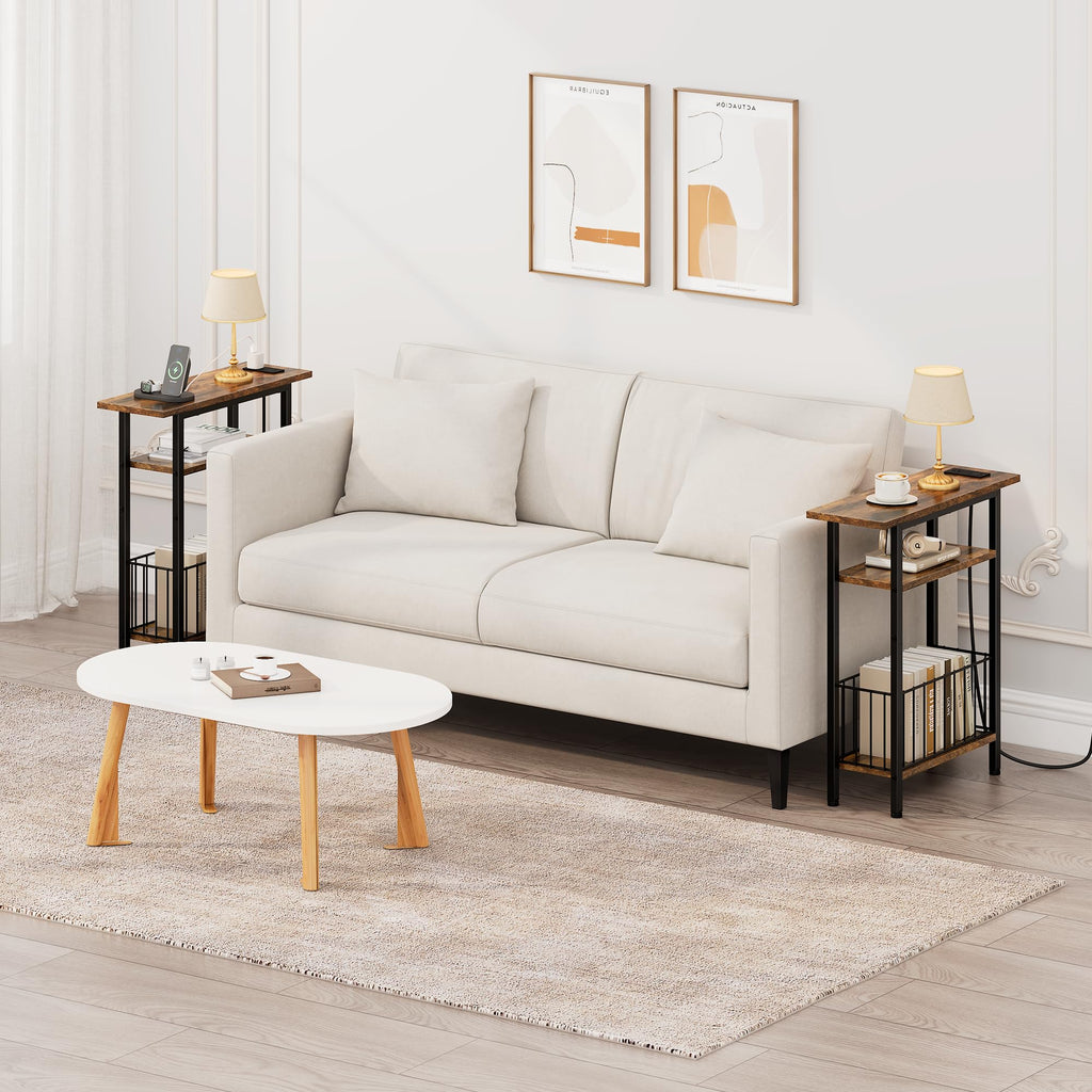Narrow 3-Tier Side Table with Charging Station G57489