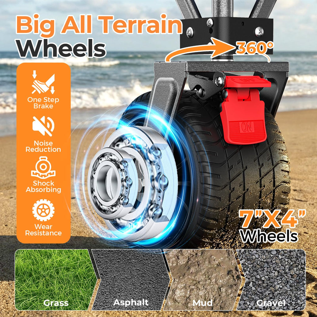 70”L Collapsible Wagon Cart with Big Wheels, Black J901