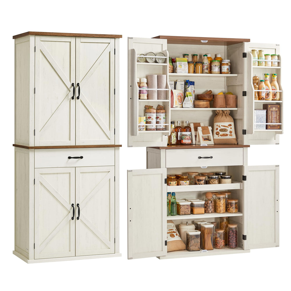 Freestanding Tall Pantry Cabinet with Drawer Q1279