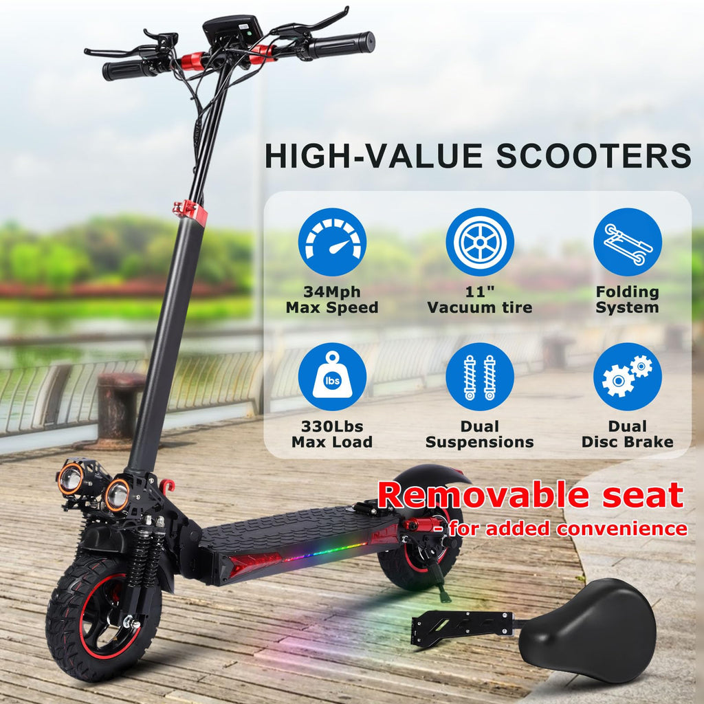 1200W 37 Mile Range 34MPH Foldable Electric Scooter with Seat Y11781