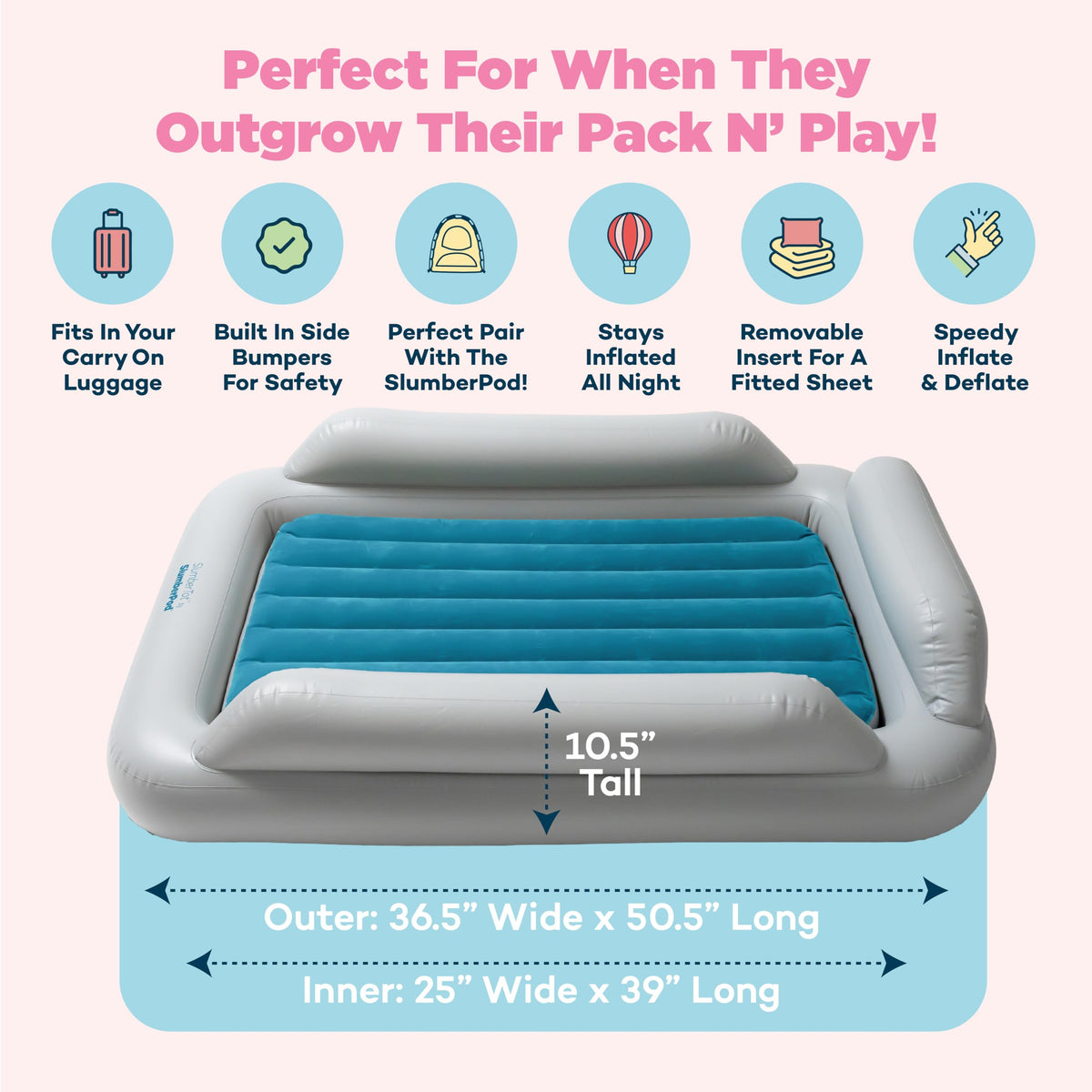 Inflatable Toddler Travel Bed with Safety Bumpers B5087