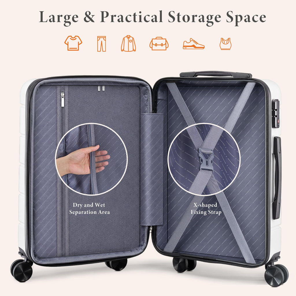 20 Inch Carry On Luggage with Spinner Wheels U518
