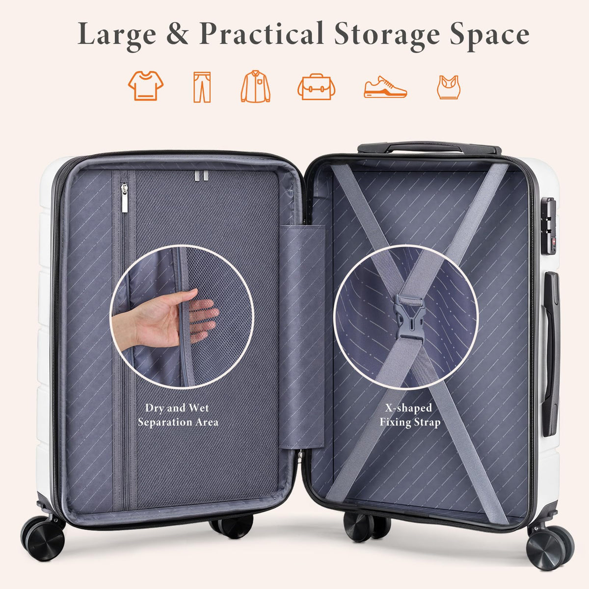 20 Inch Carry On Luggage with Spinner Wheels U518