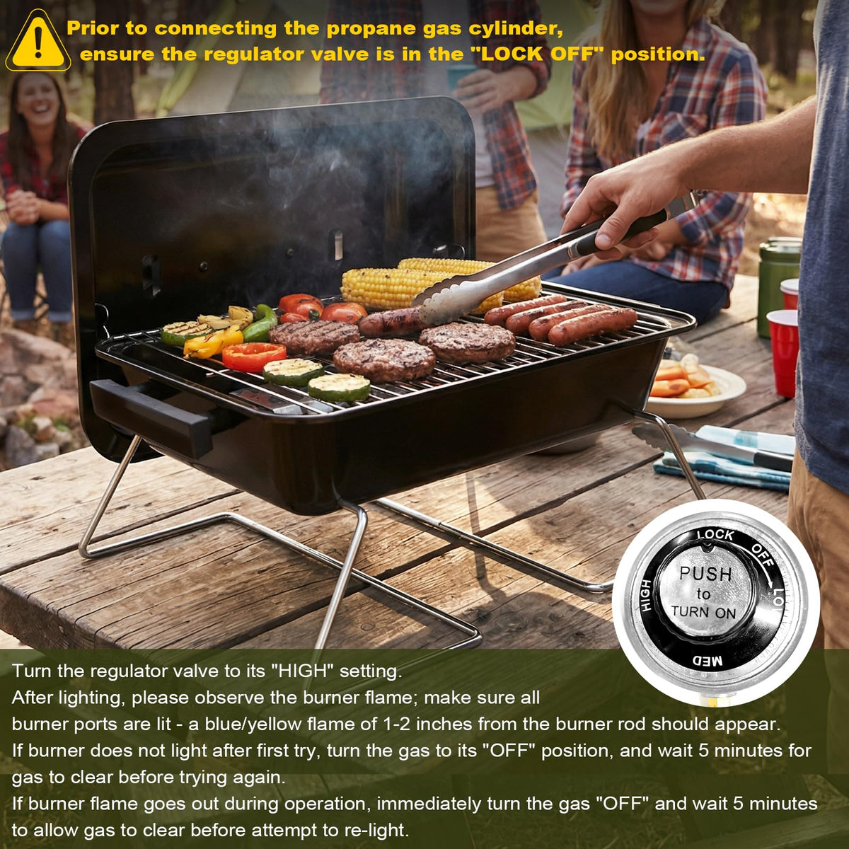 Portable Propane Gas Grill with Foldable Legs S98217