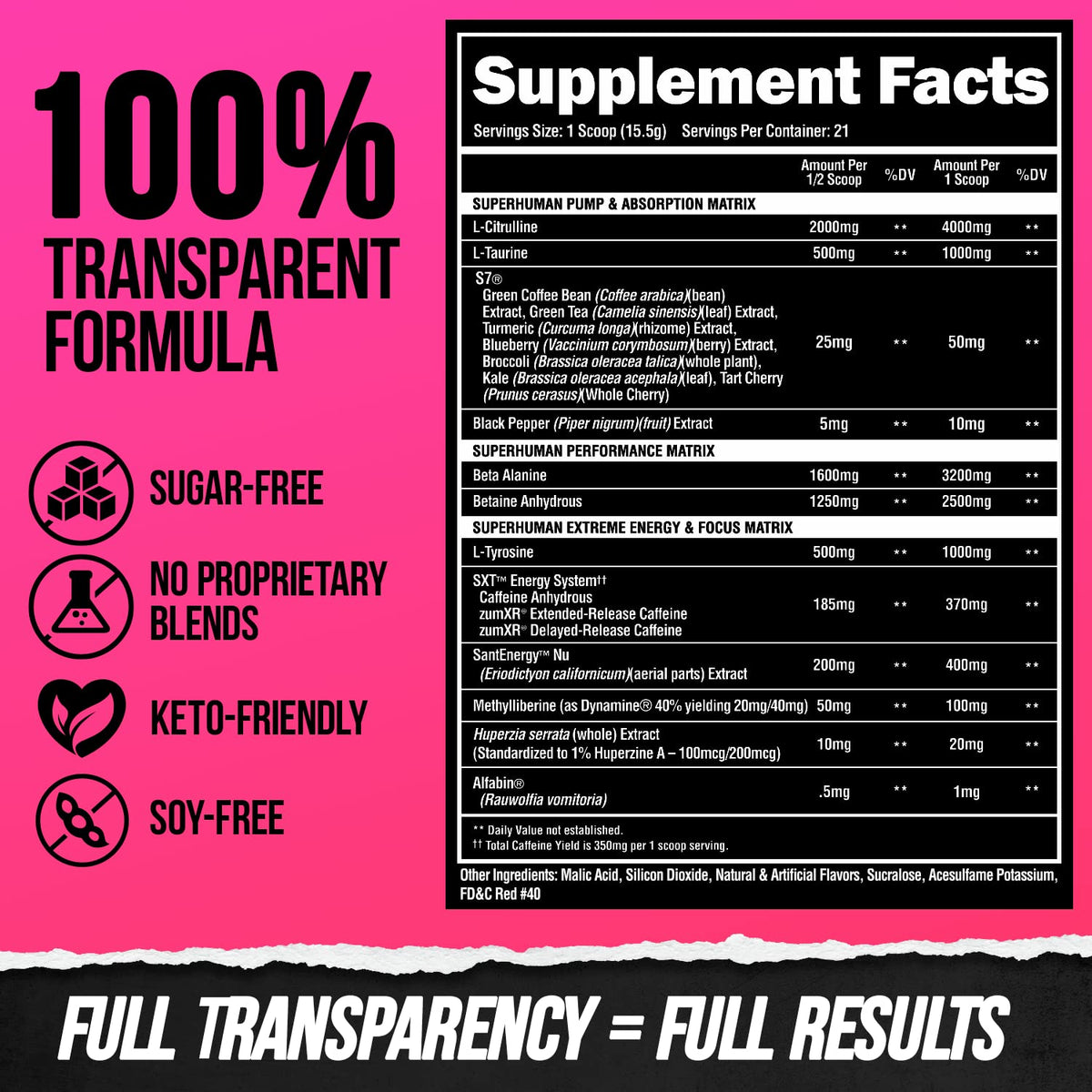 High Stim Pre Workout Powder with Beta Alanine & Caffeine (21 Servings) T7065