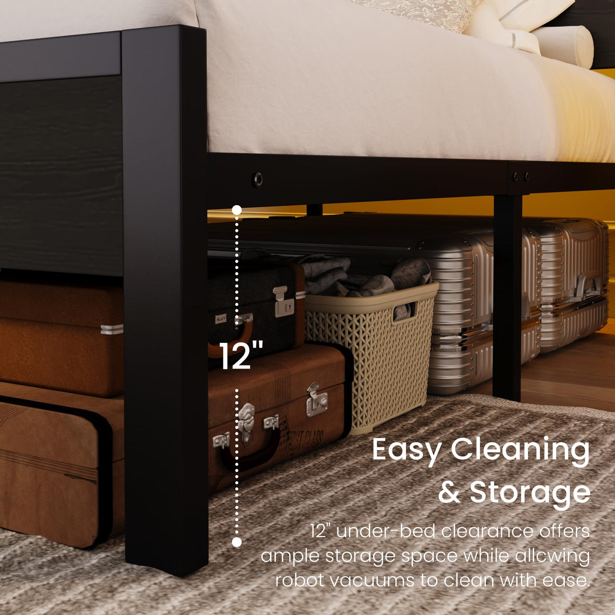 Full Size Bed Frame with Charging Station Z5091