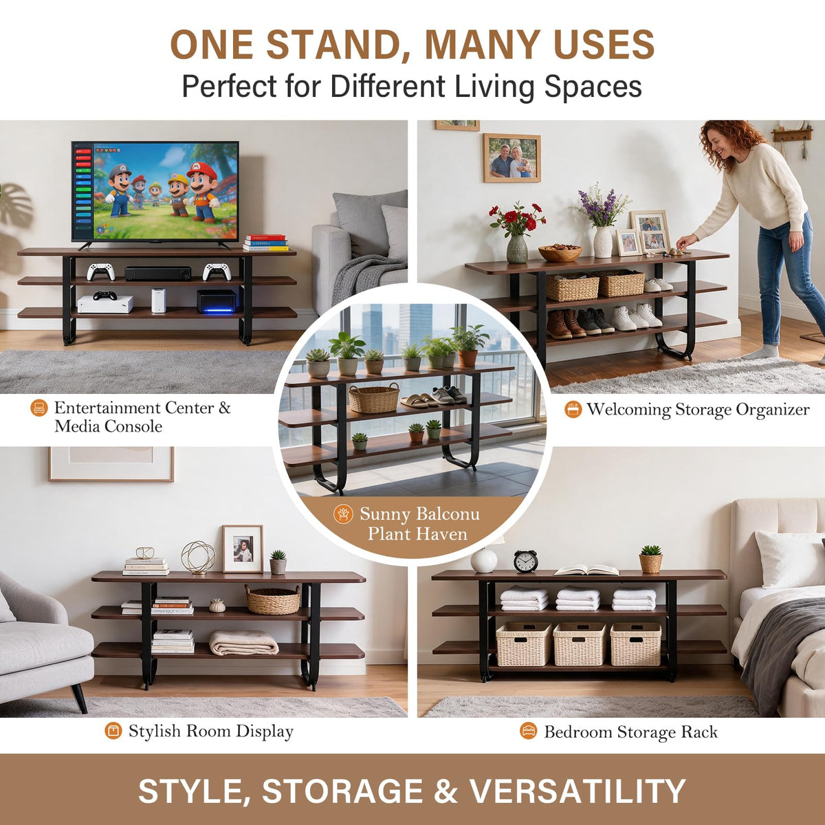 Walnut 3-Tier TV Stand X974