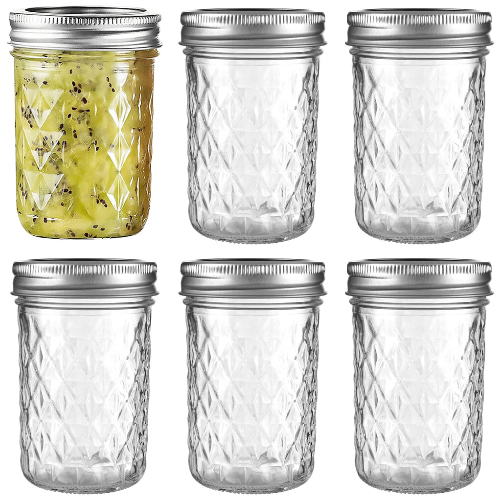 12oz Glass Mason Jars 6 Pack Airtight Lids E790435
