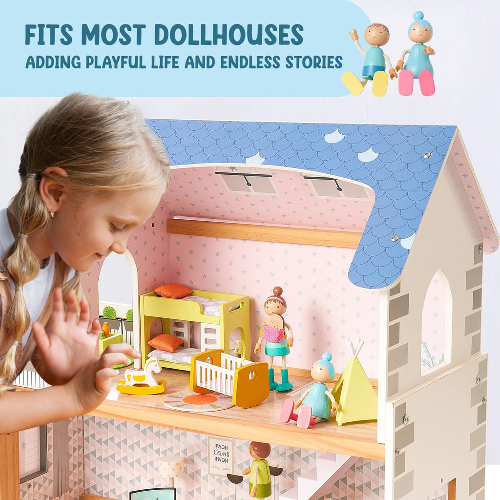 Wooden Family Dolls Set of 7 B56038