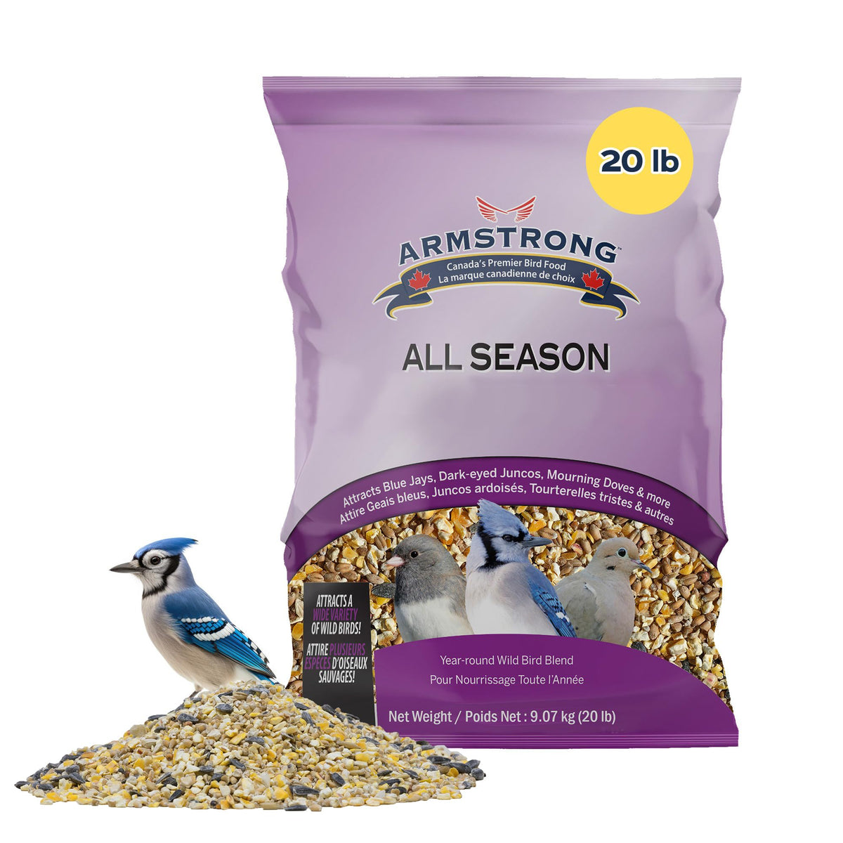 20 Pounds Bird Seed Blend with Cut Corn, Wheat, White & Red Millet, Black Oil Sunflower Seeds G955549